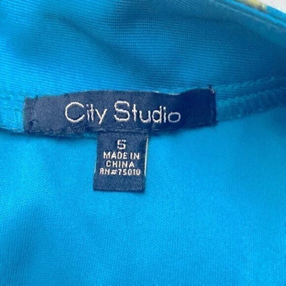 City Studio Skater Skirt Womens Size 4 (Junior 5) Blue Floral Tulle Lined Mini - Picture 7 of 10